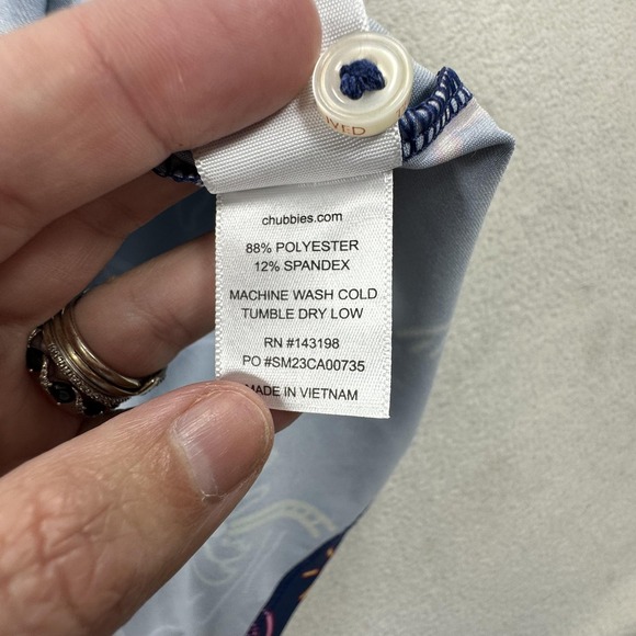 Chubbies Polo Shirt Mens Large Navy Tropical Flamingo Palm Trees Drinks Stretch - Picture 6 of 9